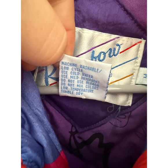 Vintage neon retro puffer ski jacket rainbow west - Picture 4 of 6